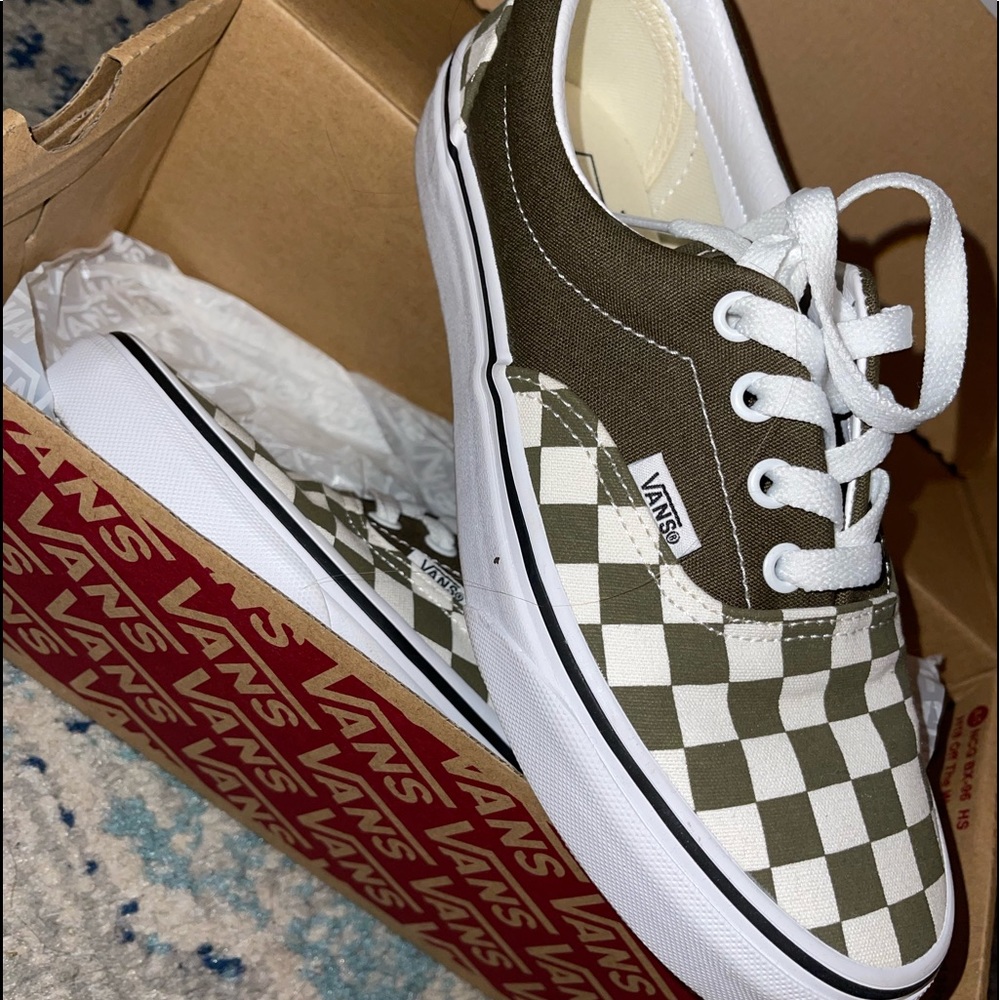 Vans olive green checkers